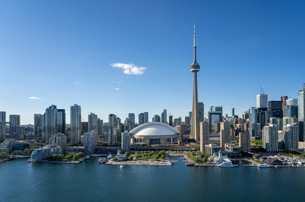 Toronto,City,Center,Aerial,View,From,The,Ontario,Lake